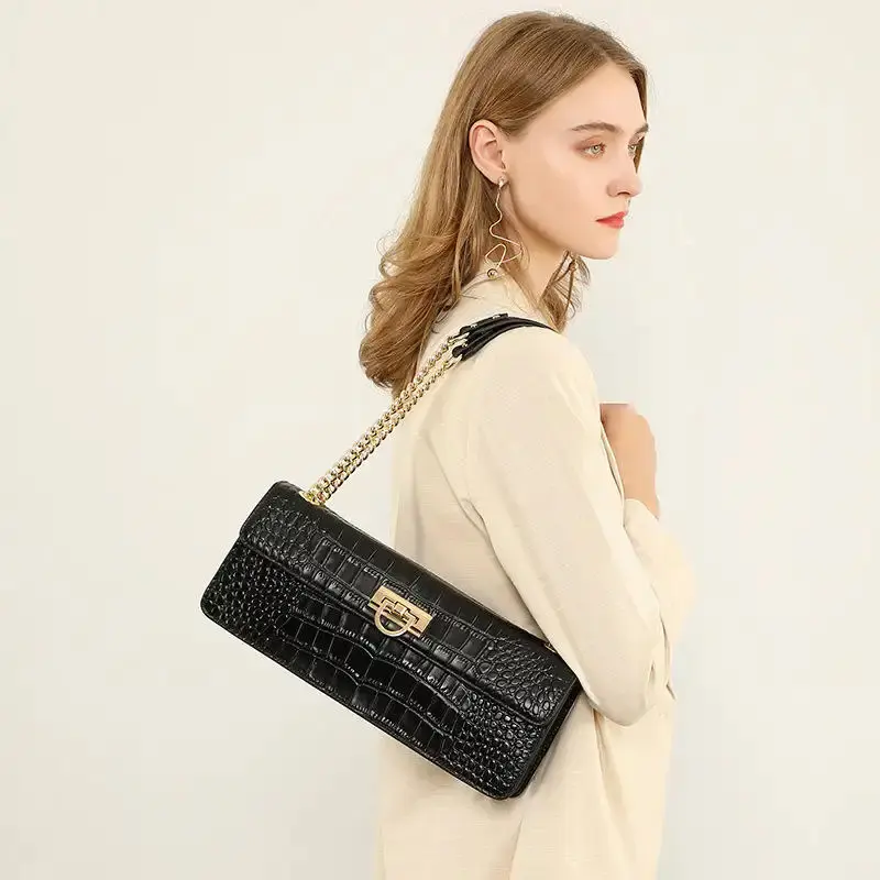 Crocodile Leather Chain Bag View 3