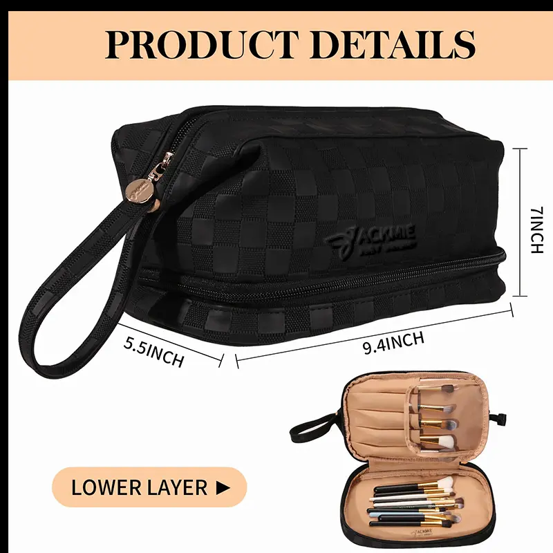 China Waterproof Leather Large Capacity Makeup Bag For Travel Manufacturers, Supplier
