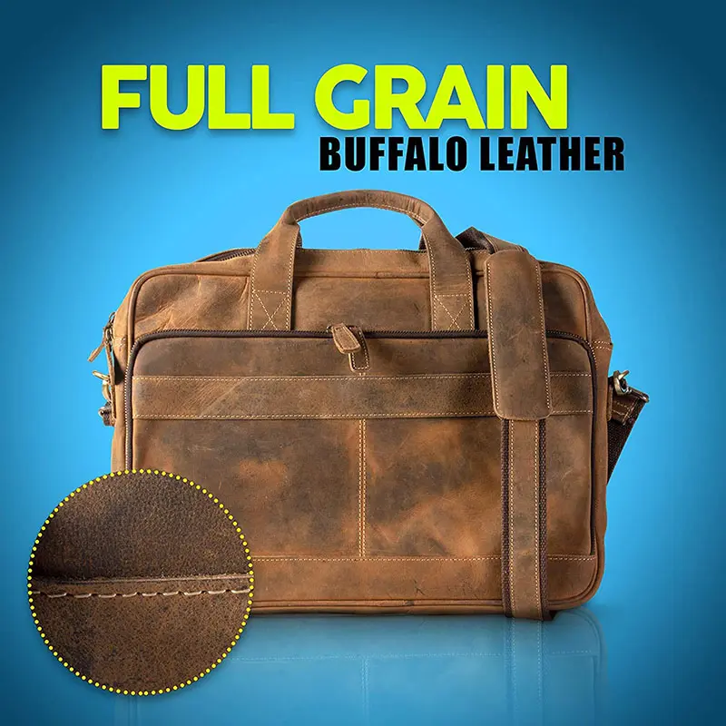 Leather messenger bag view 3