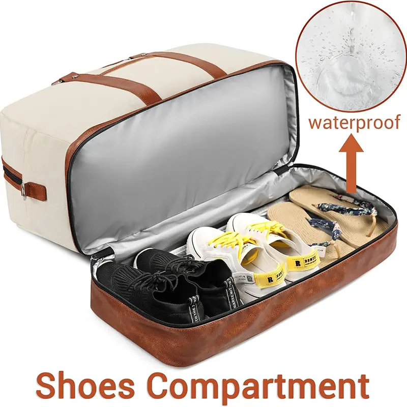 Wholesale Women's Canvas Weekender Duffle Bag with Shoe Compartment Manufacturer, Factory