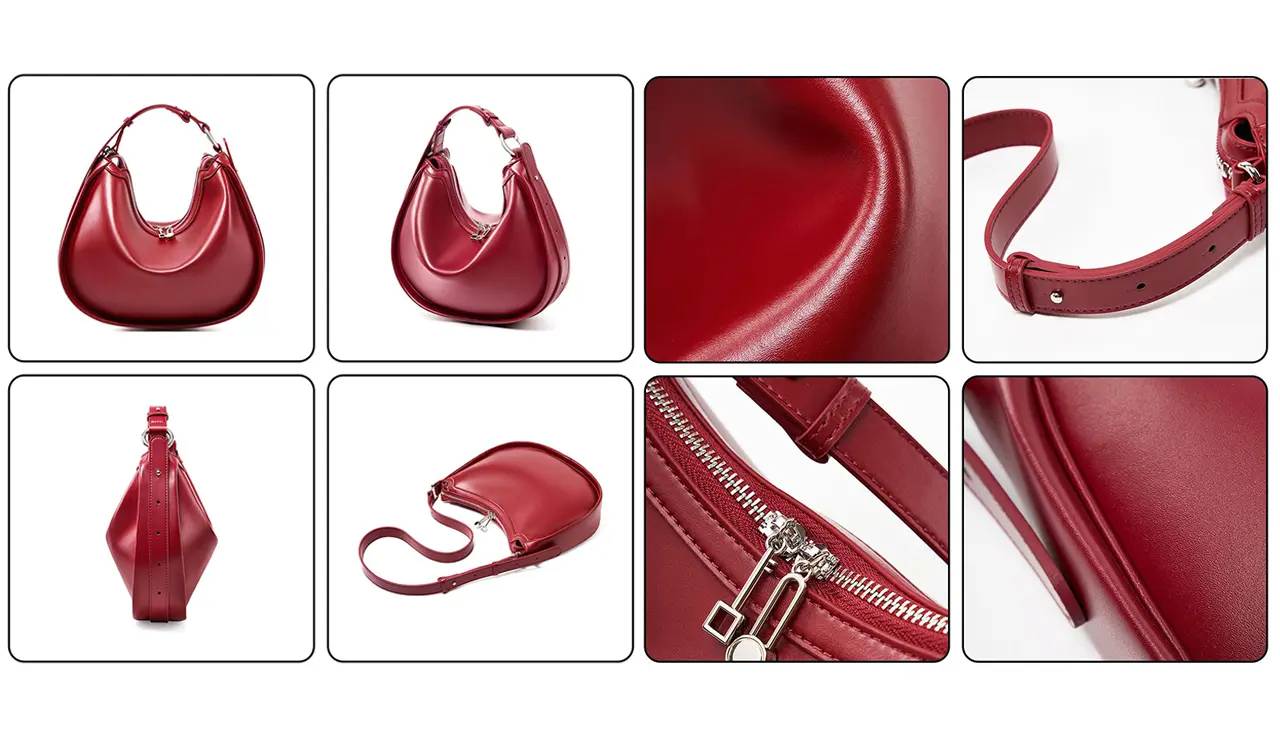 Classic colors crescent bag close up