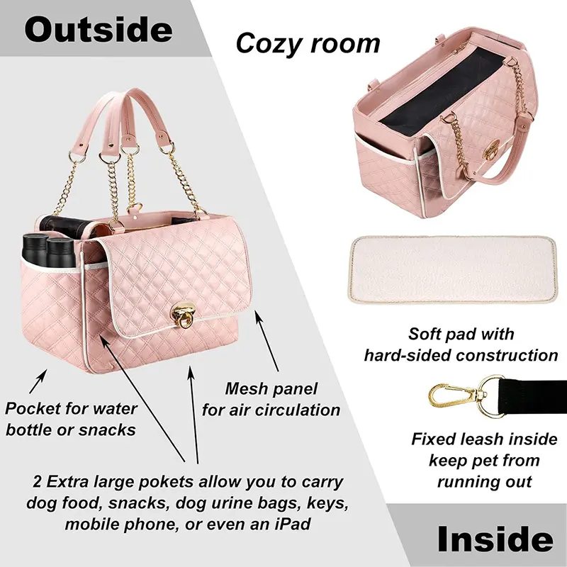 China Stylish Leather Pet Bag Dog Bag with 2 Large Pockets Factory, Suppliers
