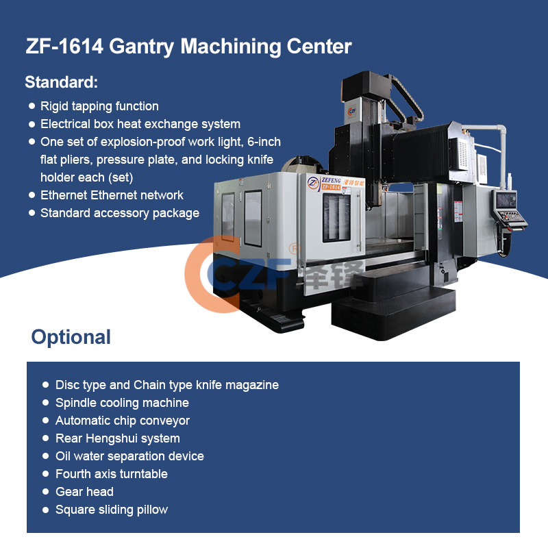 Heavy-Duty CNC Gantry Milling Machine ZF-1614 FANUC Control System BT50 Single Spindle Gantry Machining Center