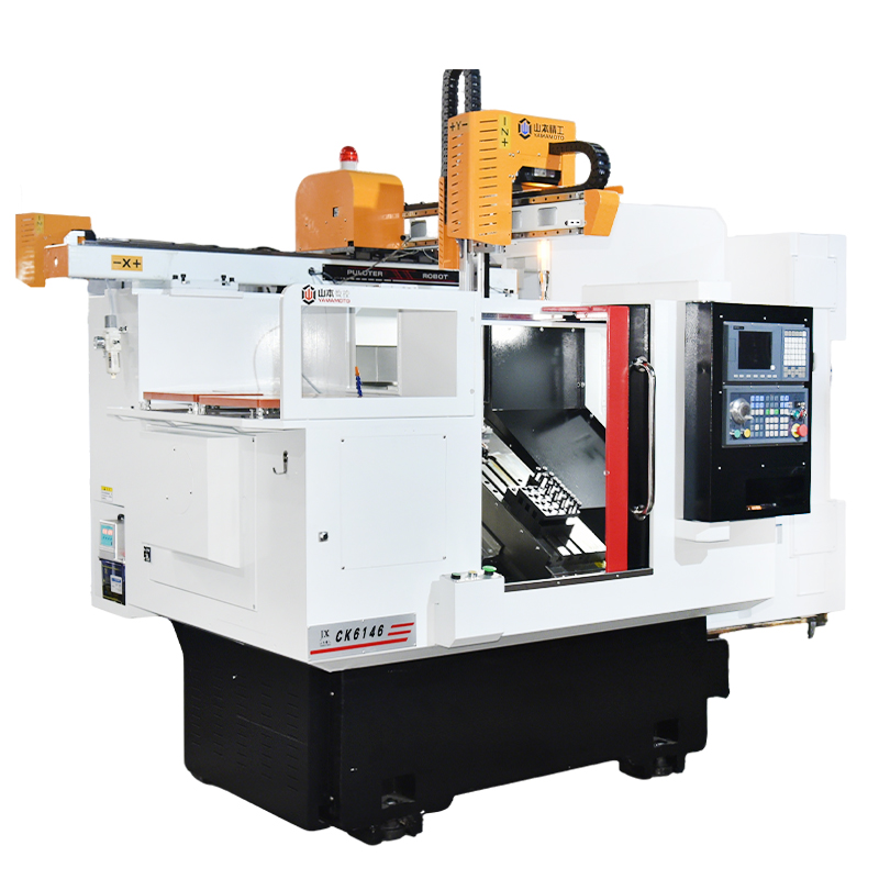 High Precision Slant Bed CNC Lathe Turning Center Gang Tool Parallel Lathe Fully Automatic Robotic Arm High Efficiency