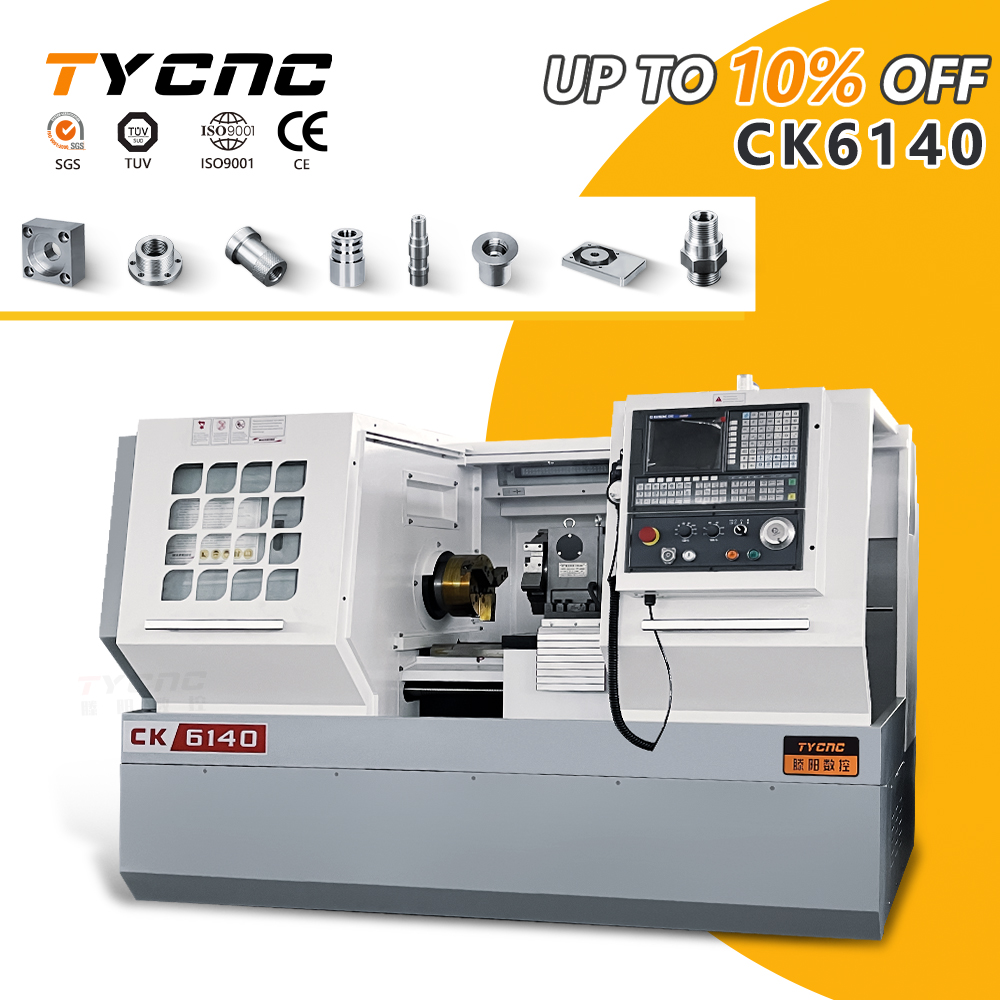CK6140 High-Accuracy Flat Bed CNC Lathe 52mm Spindle Hole GSK Horizontal CNC Turning Machine