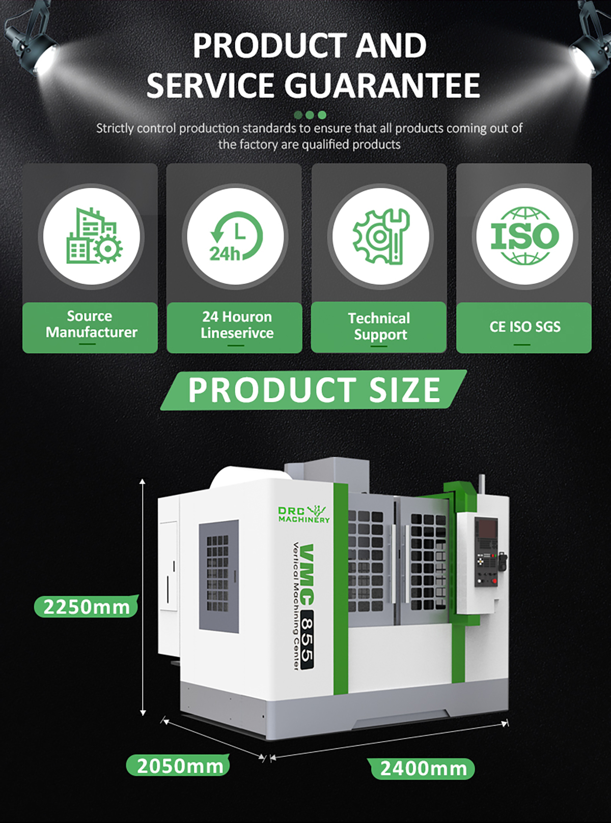 DRC VMC855 5-Axis CNC Vertical Machining Center Single Spindle BT40 GSK Motor 0.005mm Repeatability Heavy Duty High-Accuracy CE