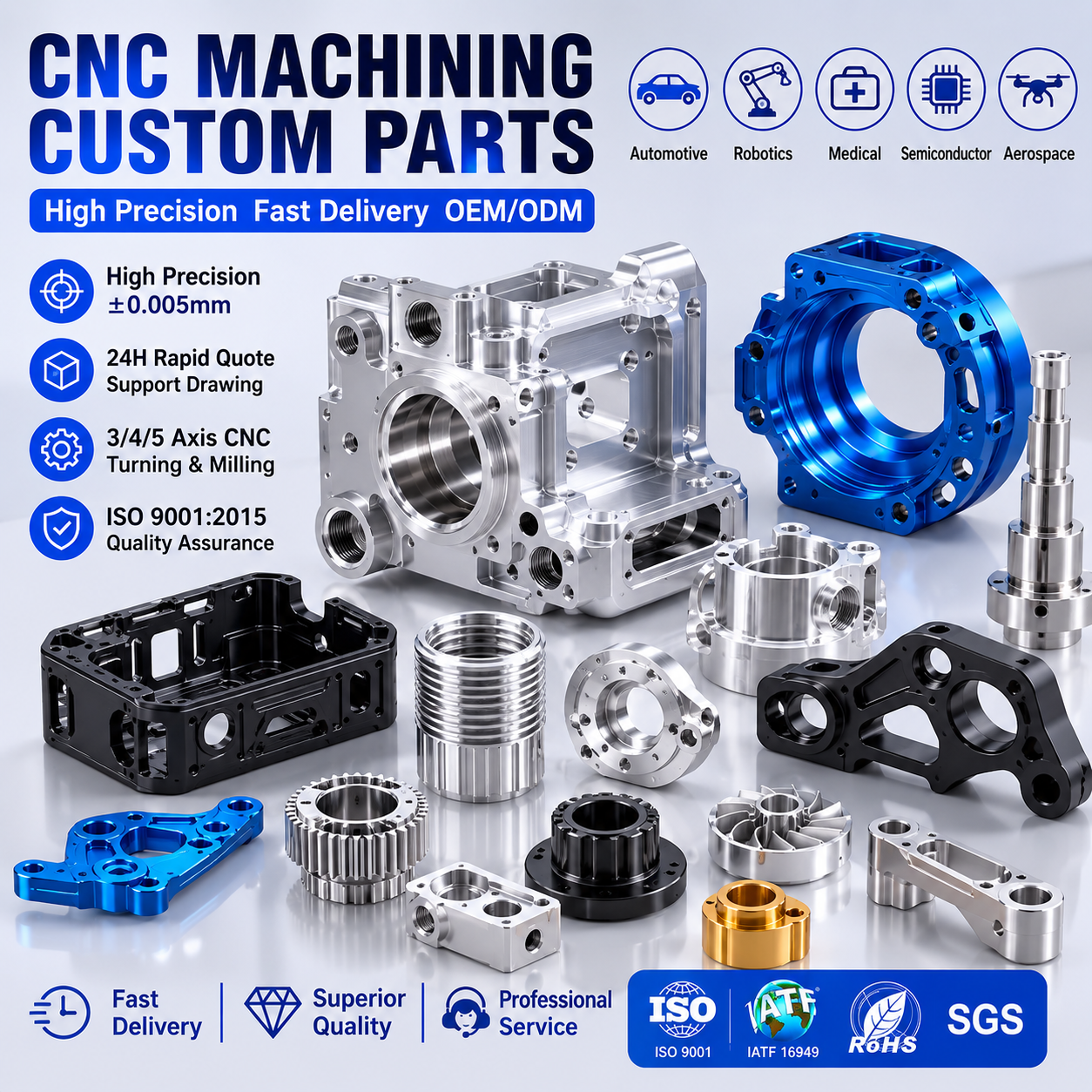 CNC Parts Rapid Metal Prototyping Custom Titanium/copper/stainless Steel/aluminum Turning Milling CNC Machining Parts Services