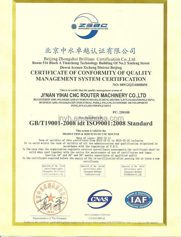 CNC Machine Quality Certificate