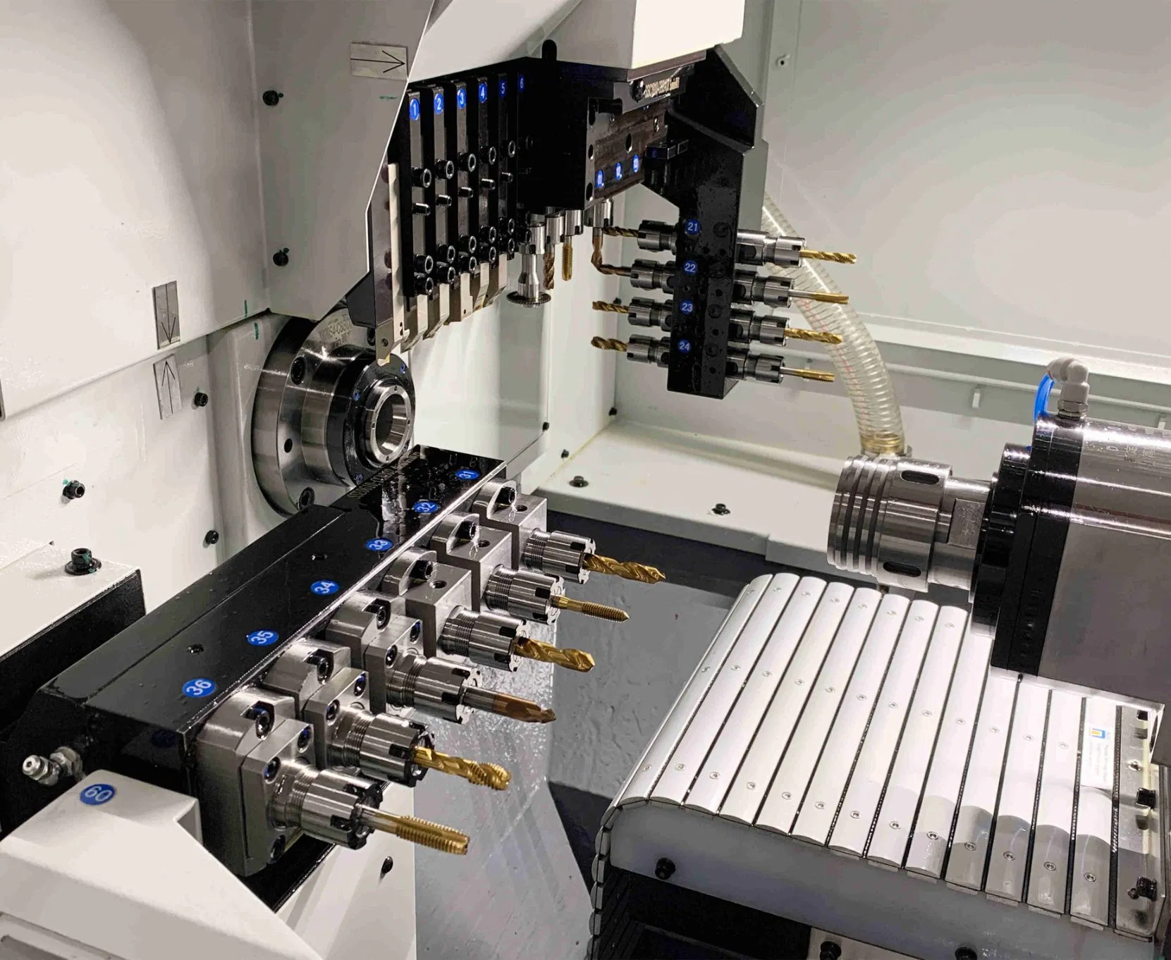 Swiss type CNC lathe machining case or part