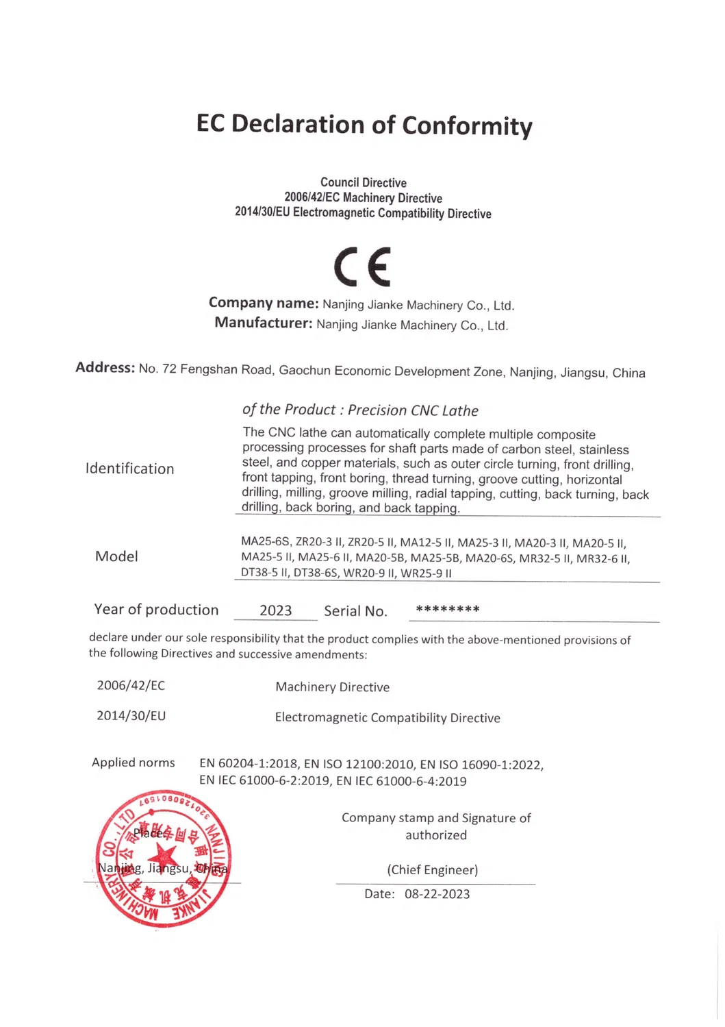 CE Certificate