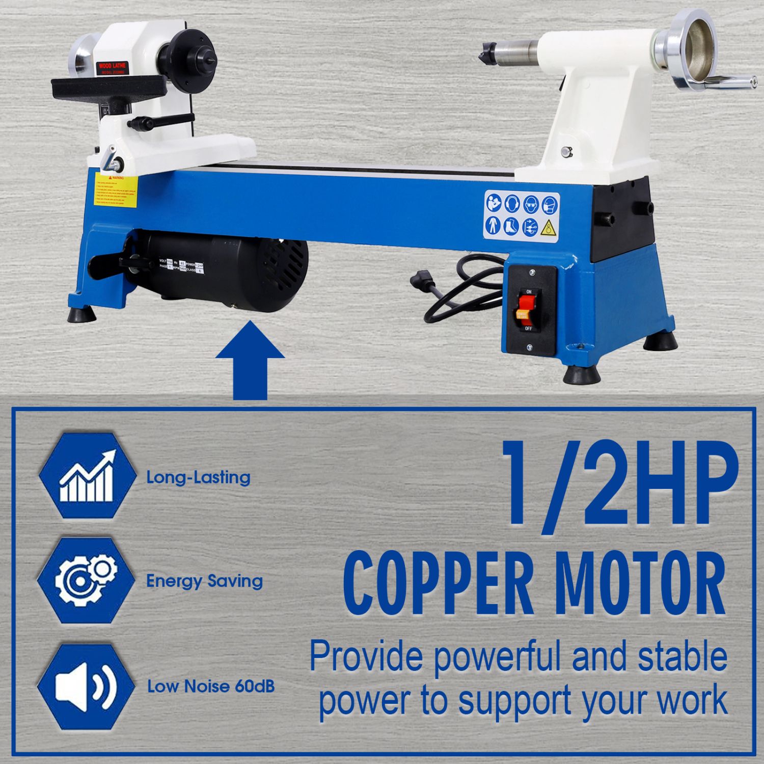 10\" X 18\" Benchtop Multifunctional Power Wood Lathe 5 Variable Speeds 500/750/1150/1800/3200RPM Mini Wood Turning Machine for