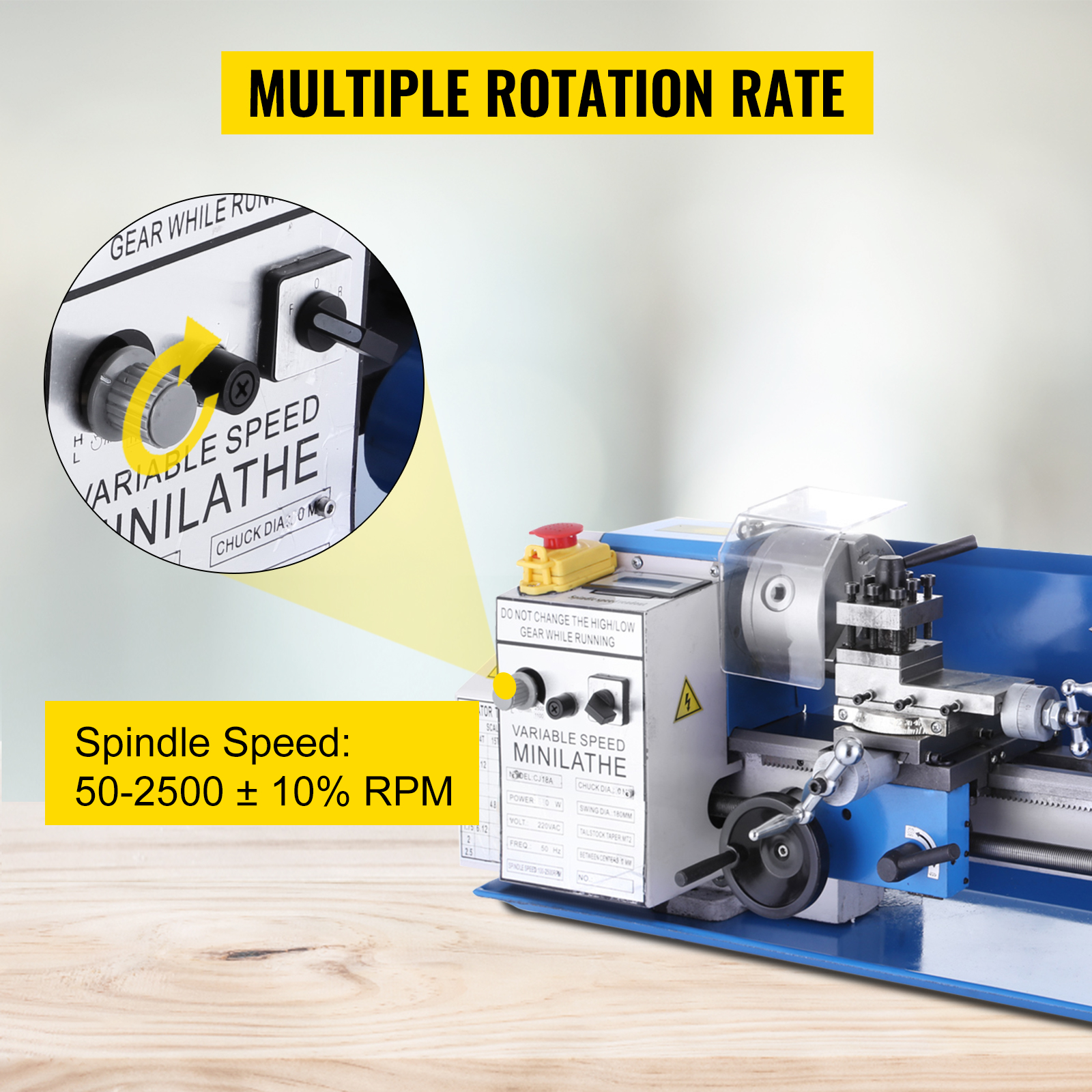 New CJ18A 7x14 Inch 550W Benchtop Mini Metal Lathe Machine 350x180mm