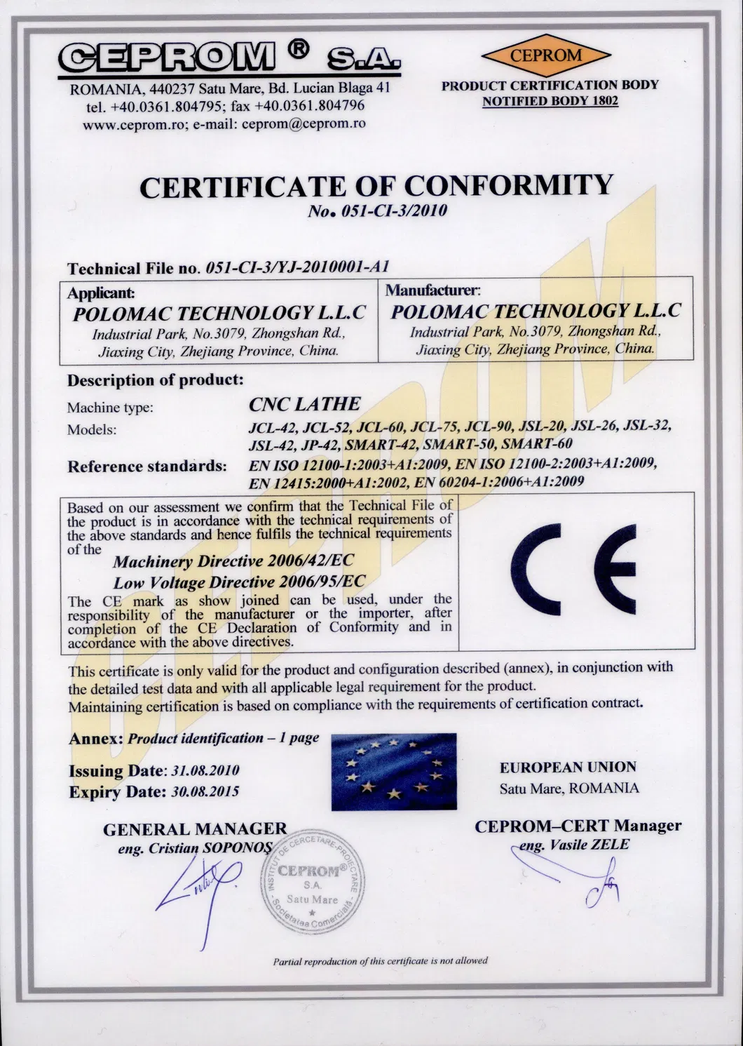 Certificate document