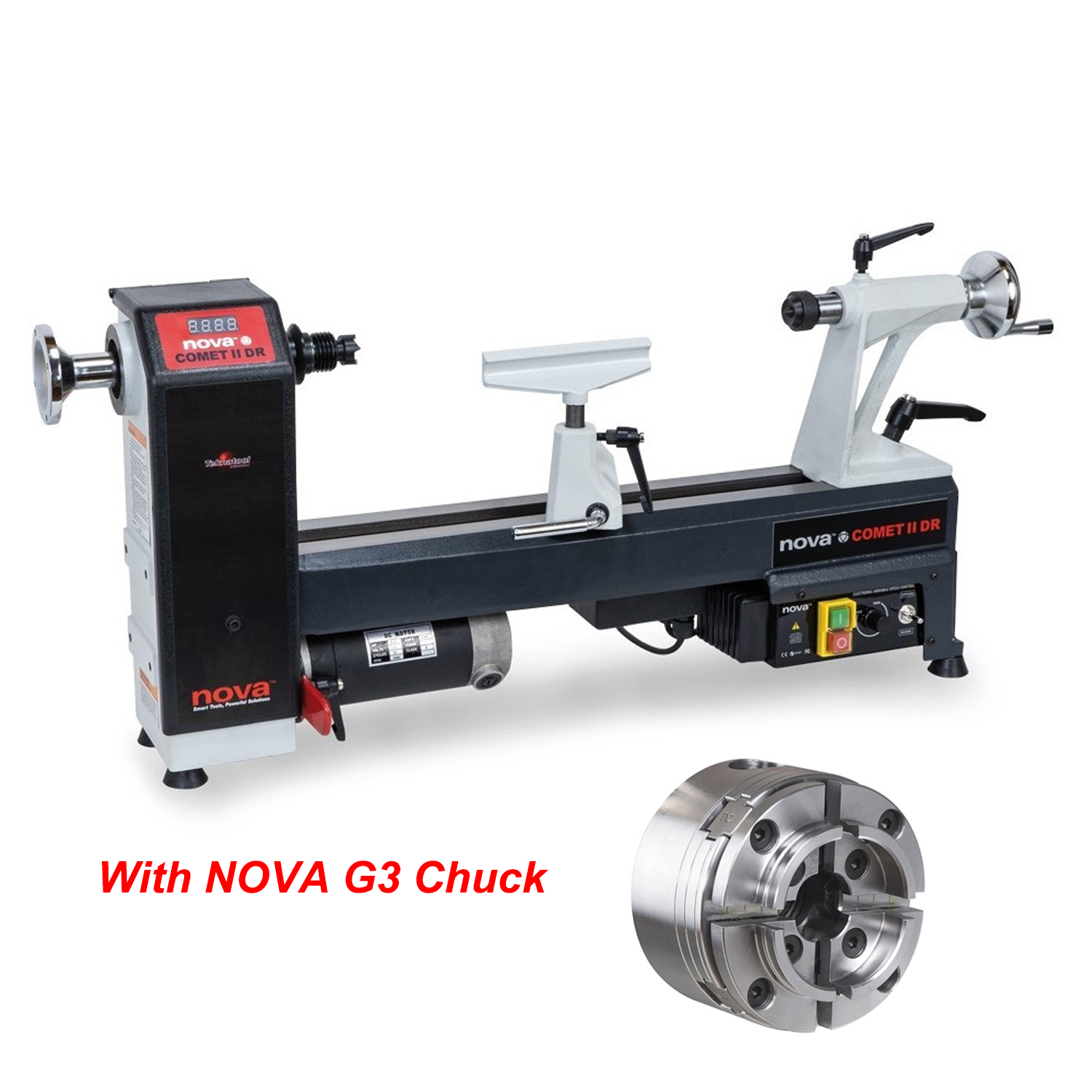 NOVA COMET II DR MIDI 12"x16.5" Variable Speed Benchtop Wood Lathe Machine With NOVA G3 Chuck