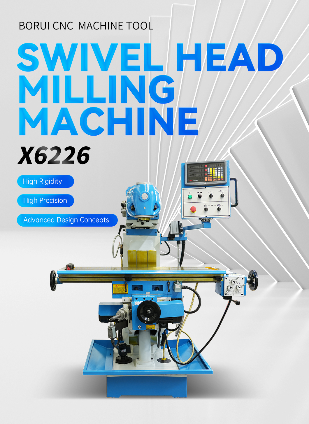 X6226 Universal Milling Machine with Separate Feed Motor and Manual Override for Precise Control in Small Lot Production