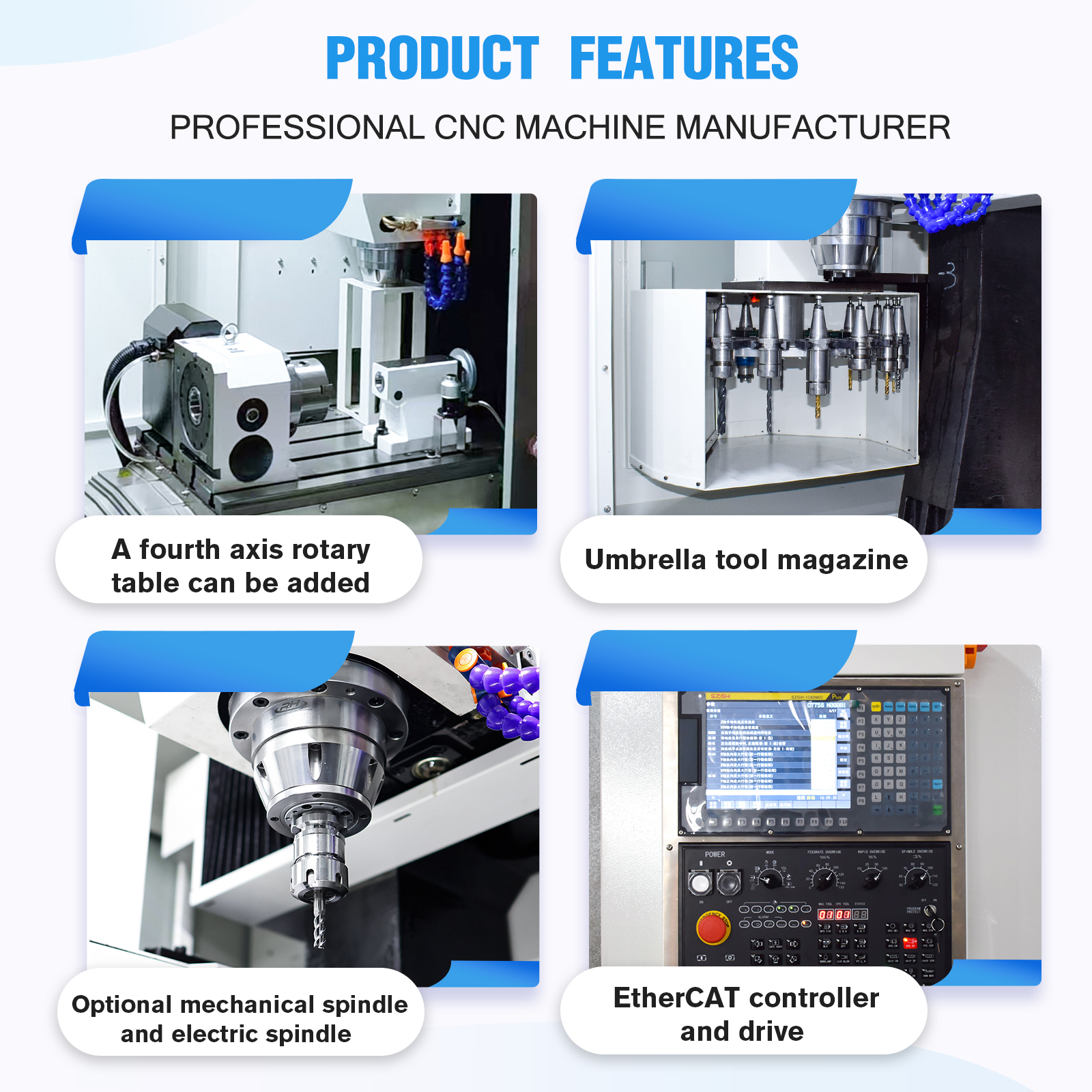 Fully Automatic BT30 CNC Milling Machine With Intelligent Control System And 6000 Rpm Spindle, Vertical CNC Machining Center.