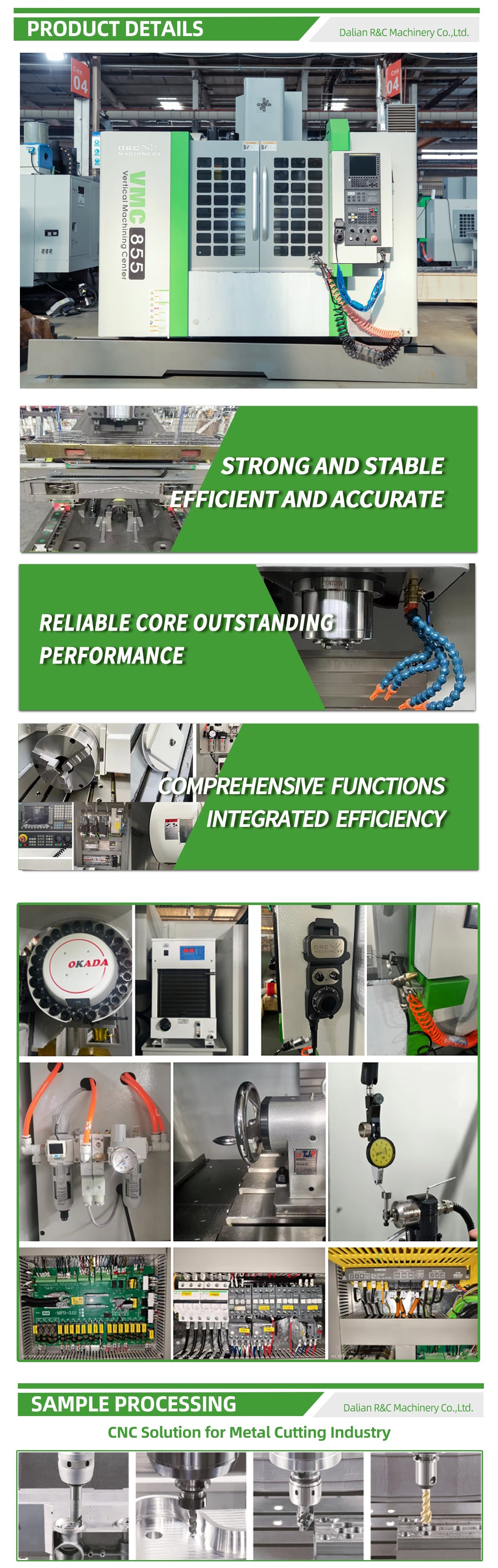 Vertical 3-Axis CNC Machine Center VMC855 BT40 With GSK CNC System