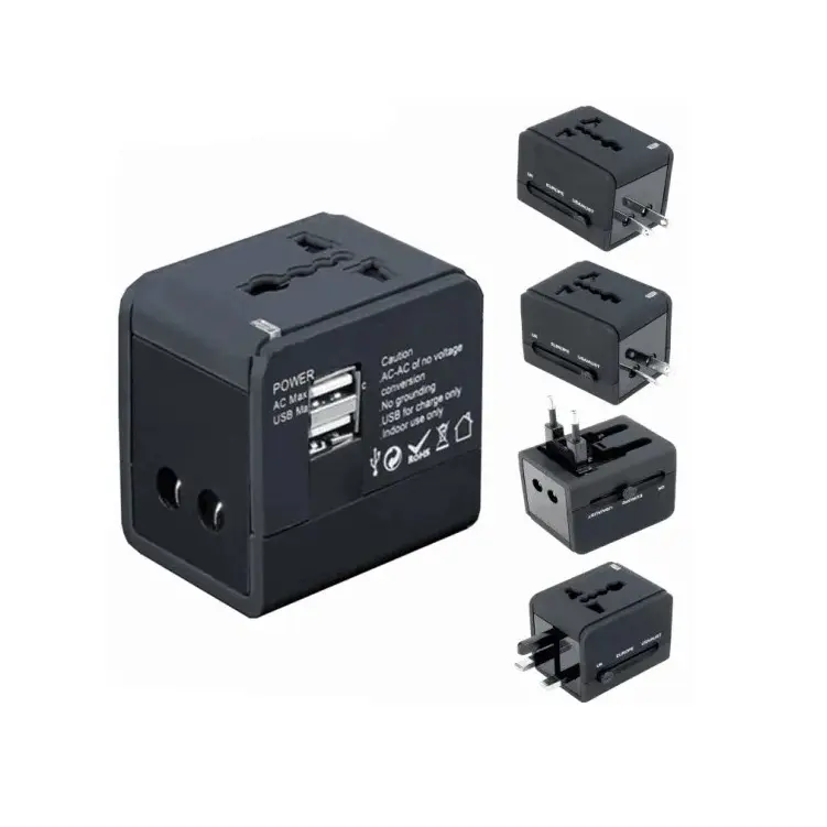 China 5V 1A / 5V 2.1A Portable Universal Travel Adapter Black AC Wall Mount Manufacturers, Factories