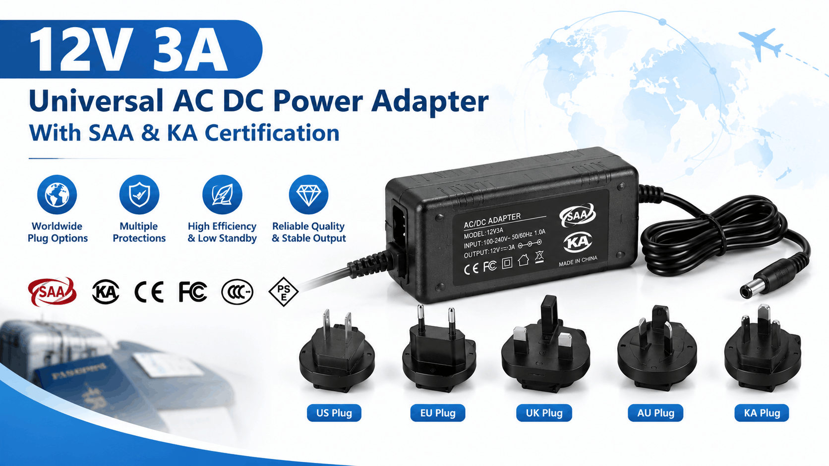 Reliable 12V 3A Power Adapter