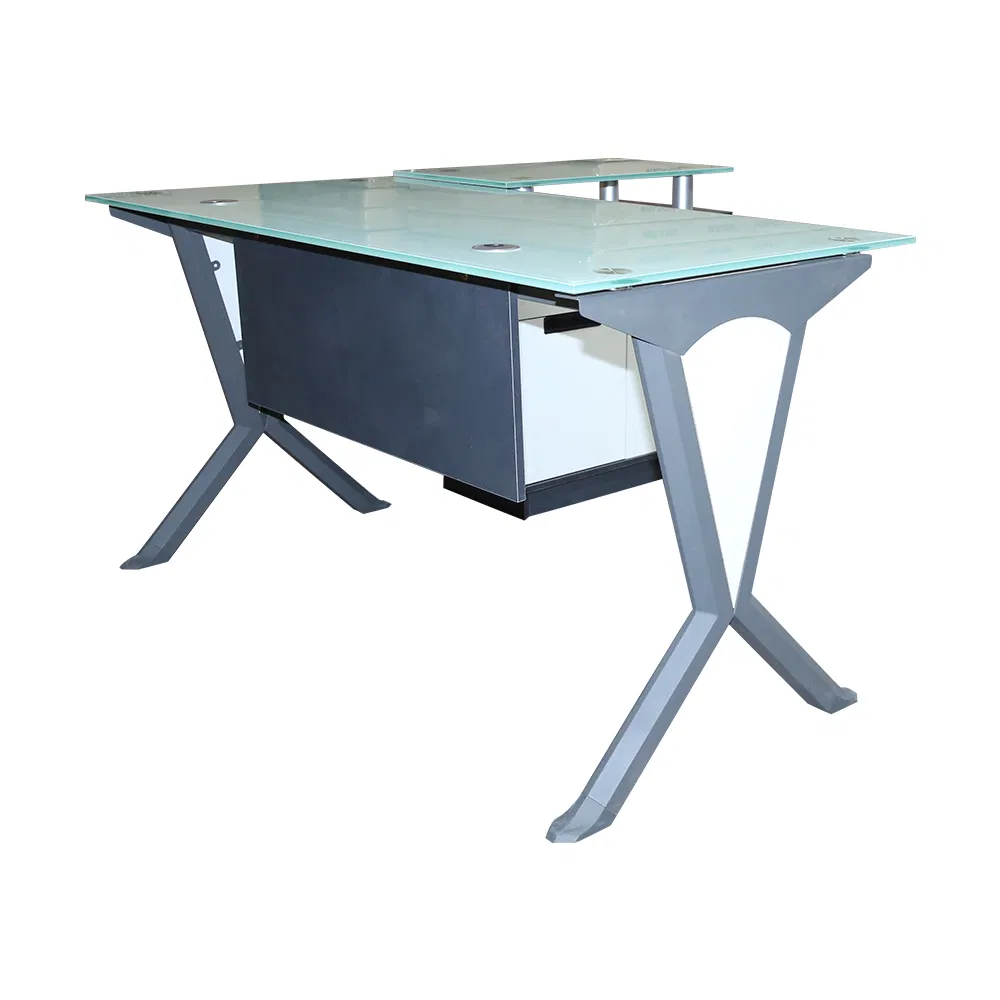 Modern Furniture Glass Desk Laptop Office Desk Solid Wood Glass Combined with Large Table