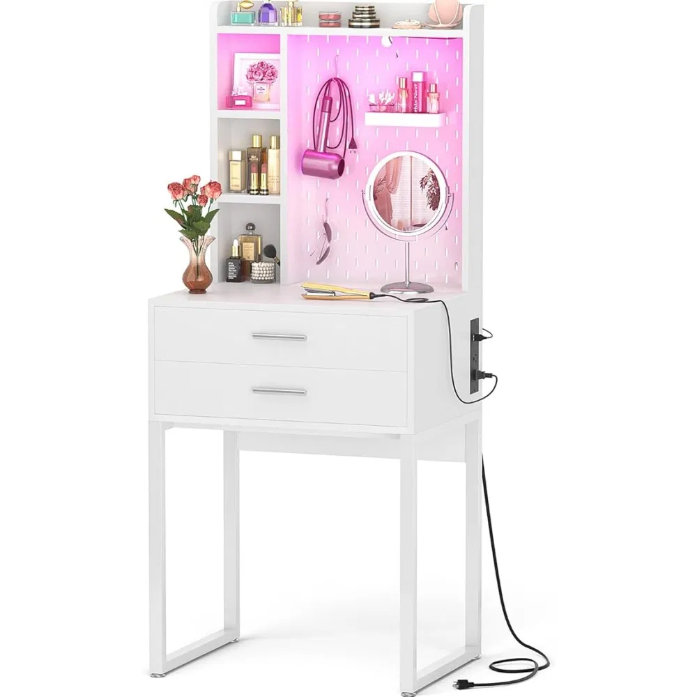 Simple Design Modern Wooden Dressing Table with Drawers and Power Outlet