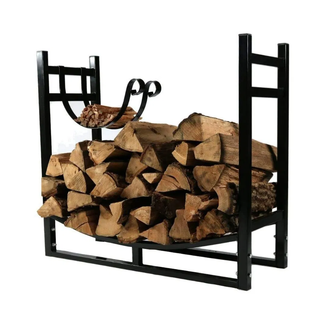 Heavy Duty Fireside Firewood Rack Stand Logs Holder Metal Wood Pile Storage