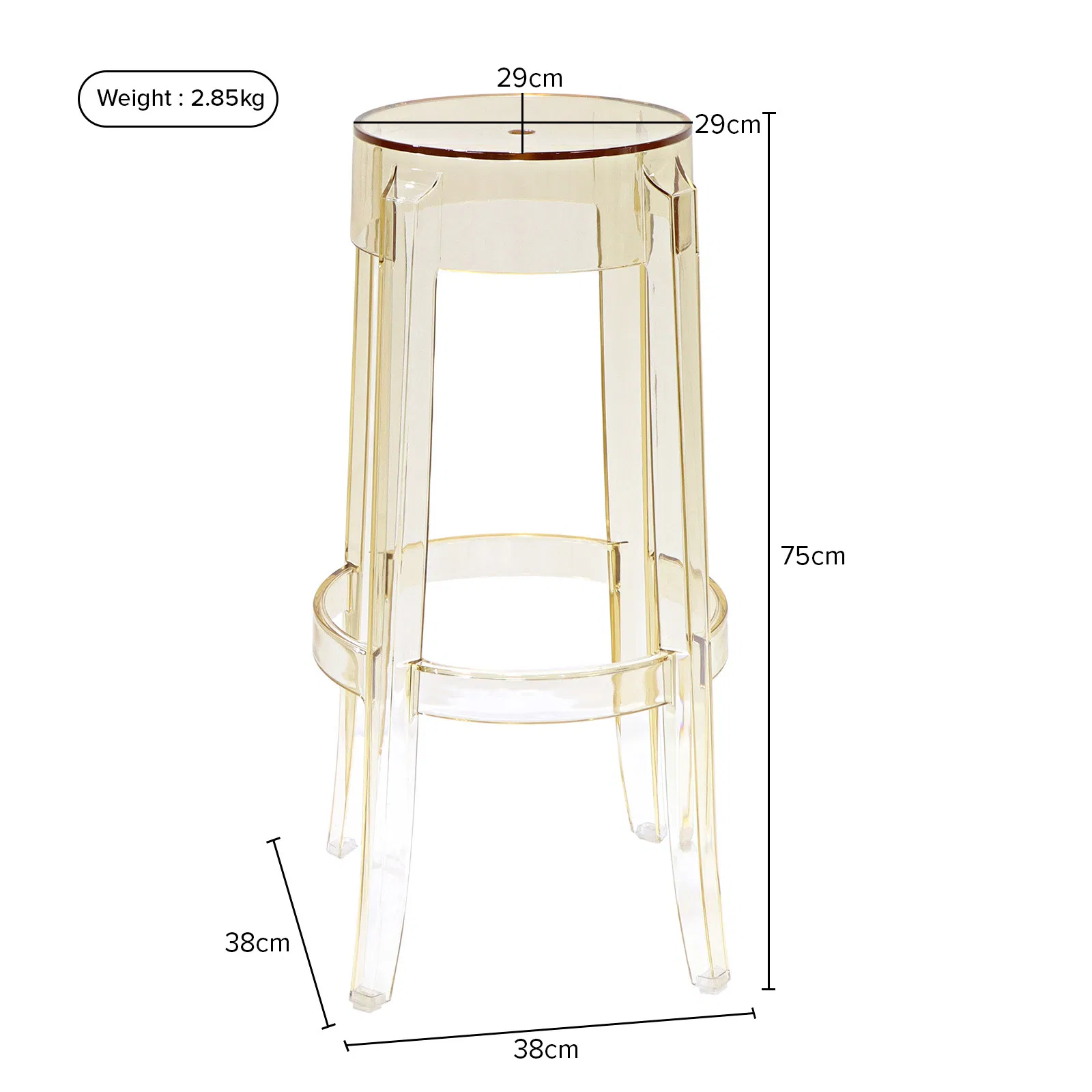 Plastic PC High Bar Dining Stools for Kitchen Counter Restaurant