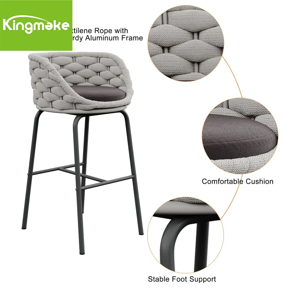High-Quality Outdoor High Chair Rope Weaving Bar Stool for Hotel Restaurant
