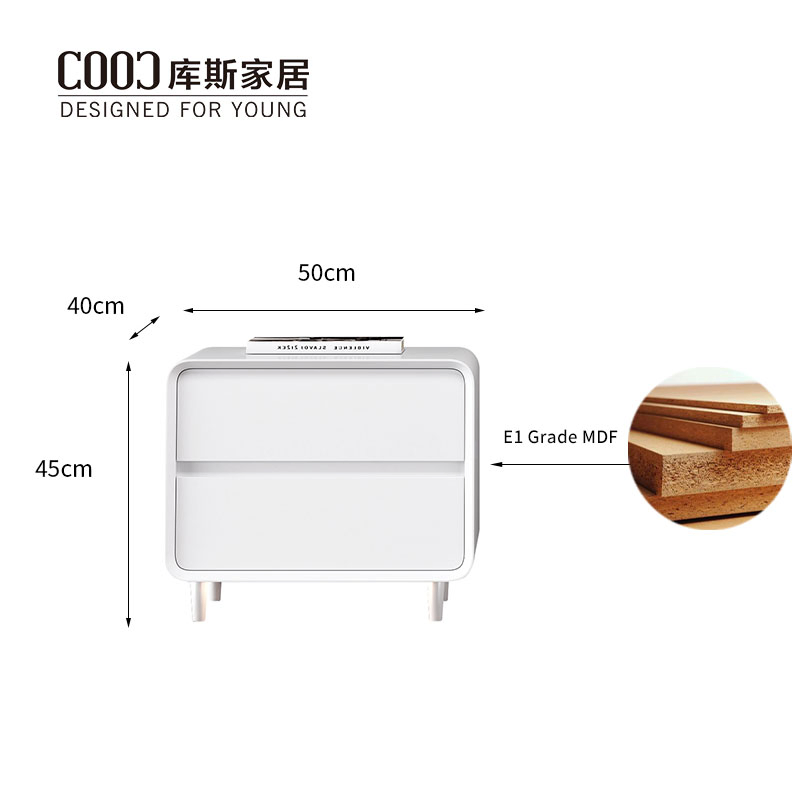 Bulk Discount White MDF Modern Intelligent Bedside Table Night Stand Smart LED Nightstand