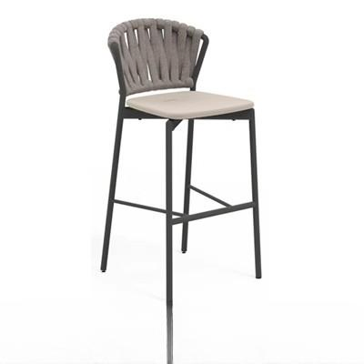 OEM Outdoor Leisure Scandinavian Modern Rattan Backrest Rope Bar Stool