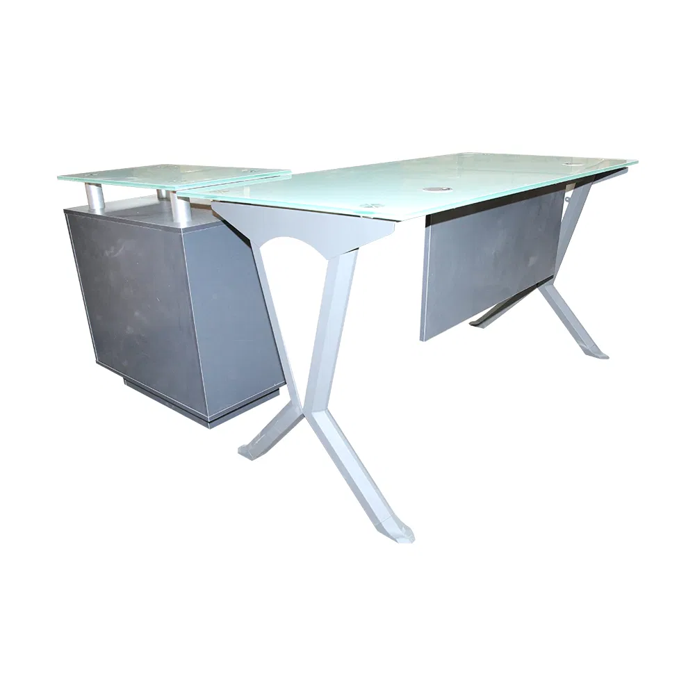 Modern Furniture Glass Desk Laptop Office Desk Solid Wood Glass Combined with Large Table