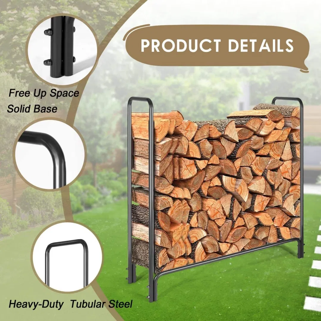 Heavy Duty Fireside Firewood Rack Stand Logs Holder Metal Wood Pile Storage