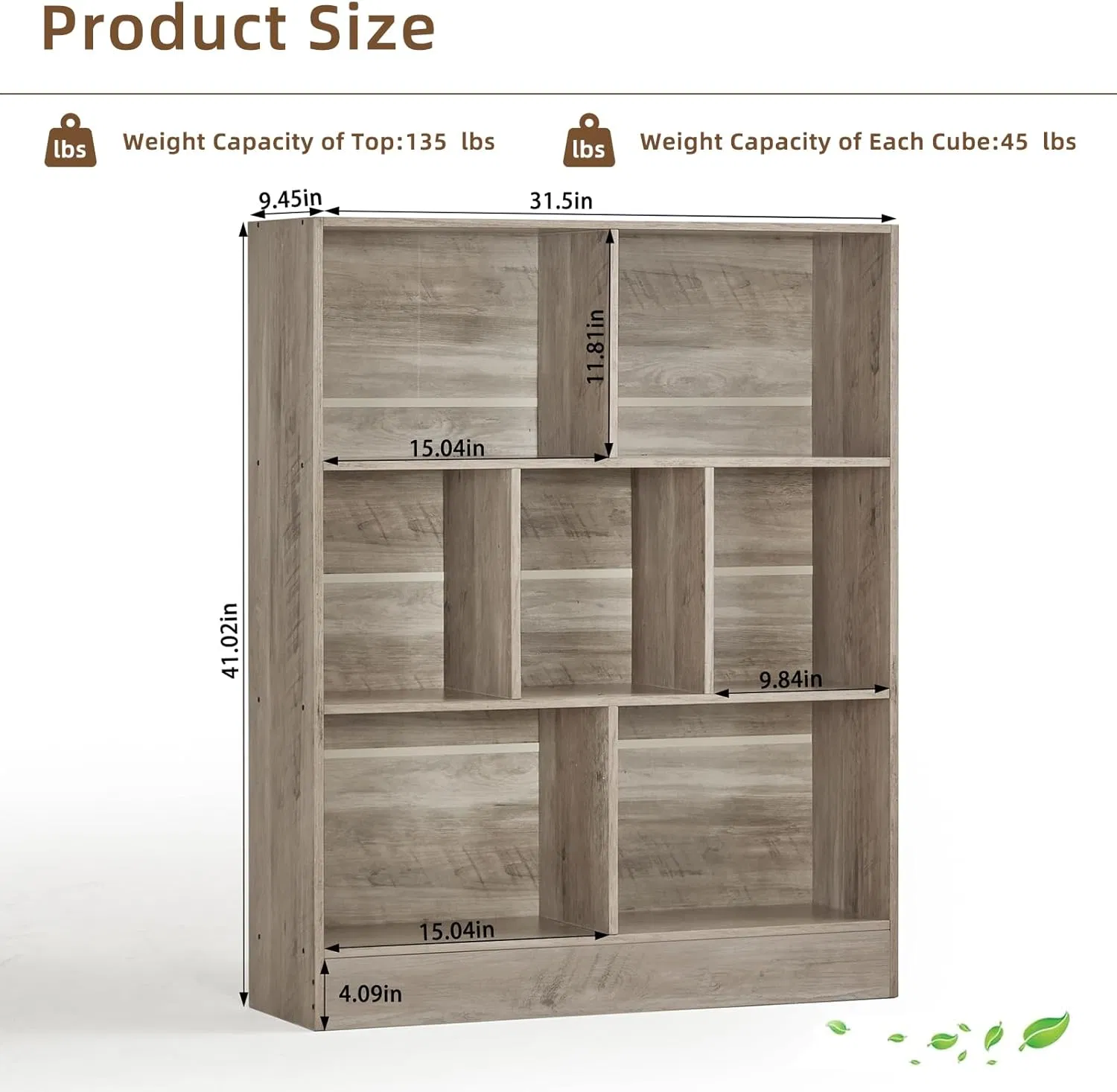 Modern Wooden Bookcase with Multiple Compartments and High Weight Capacity for Home Organization