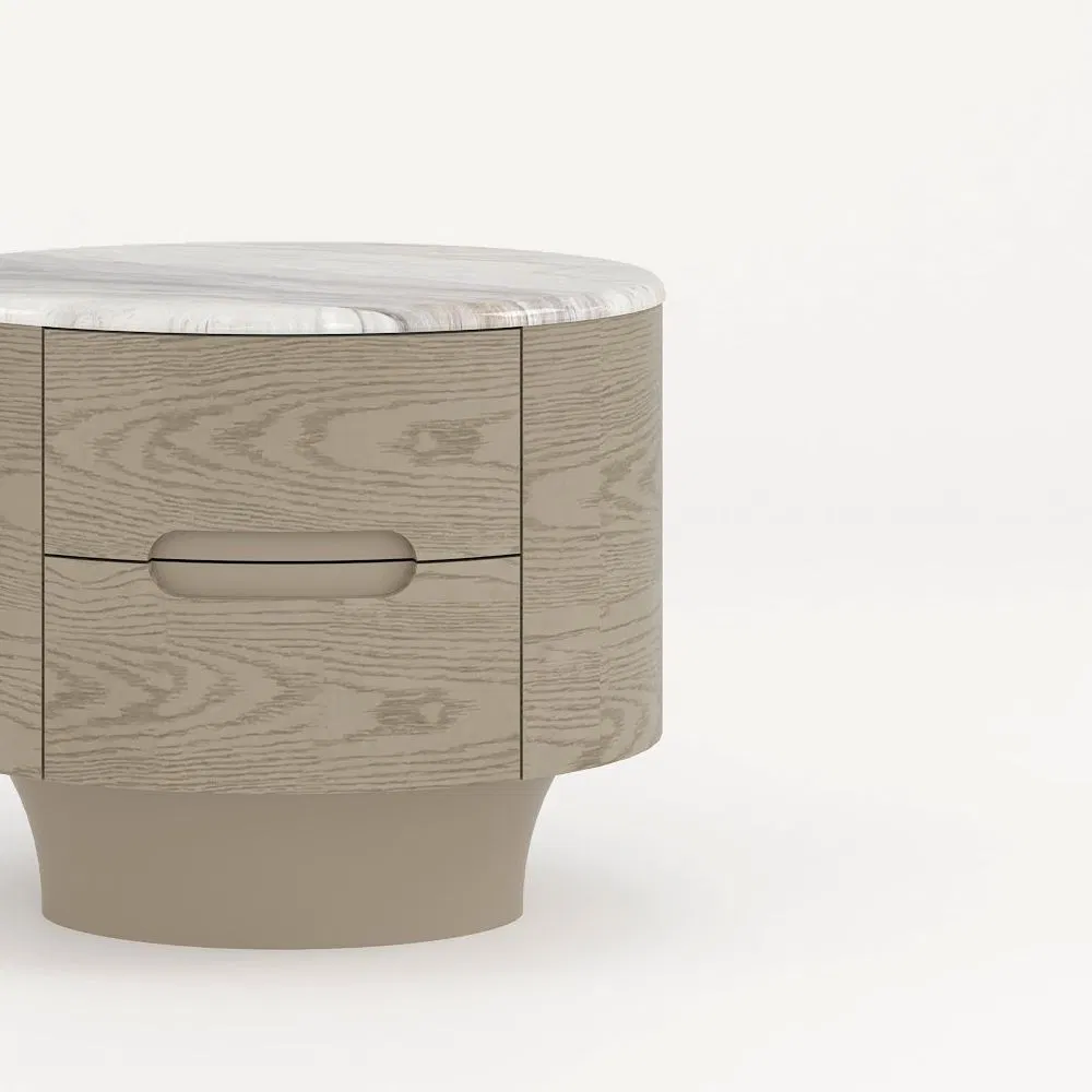 Bedroom Light Luxury Modern Solid Wood Marble Top Nightstand