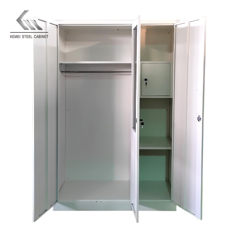 Wholesale Home Closet Clothing Picture 3 Doors Metal Bedroom Furniture Steel Wardrobe