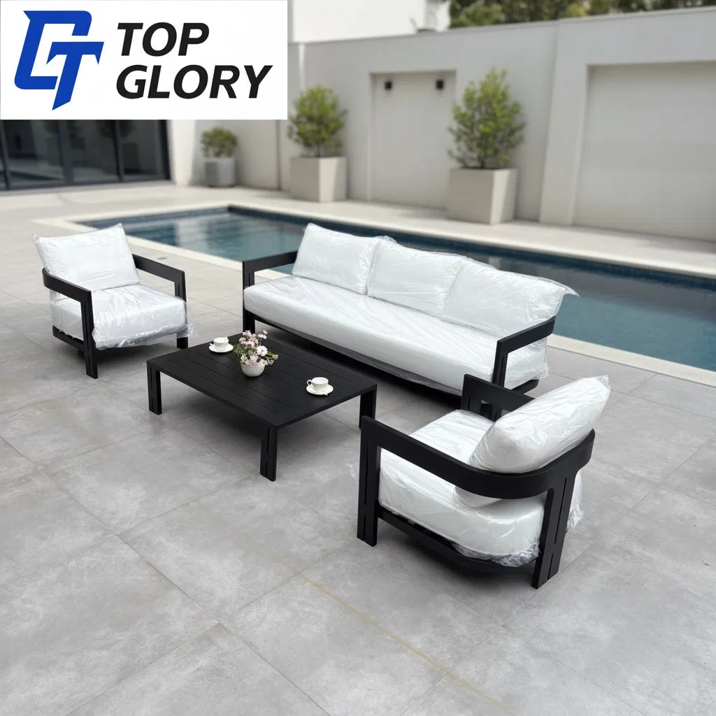 Tg Foshan Custom Size &amp; Color Aluminum Outdoor Dining Chair and Table Set Patio Furniture for Garden Courtyard Hotel Villa Use