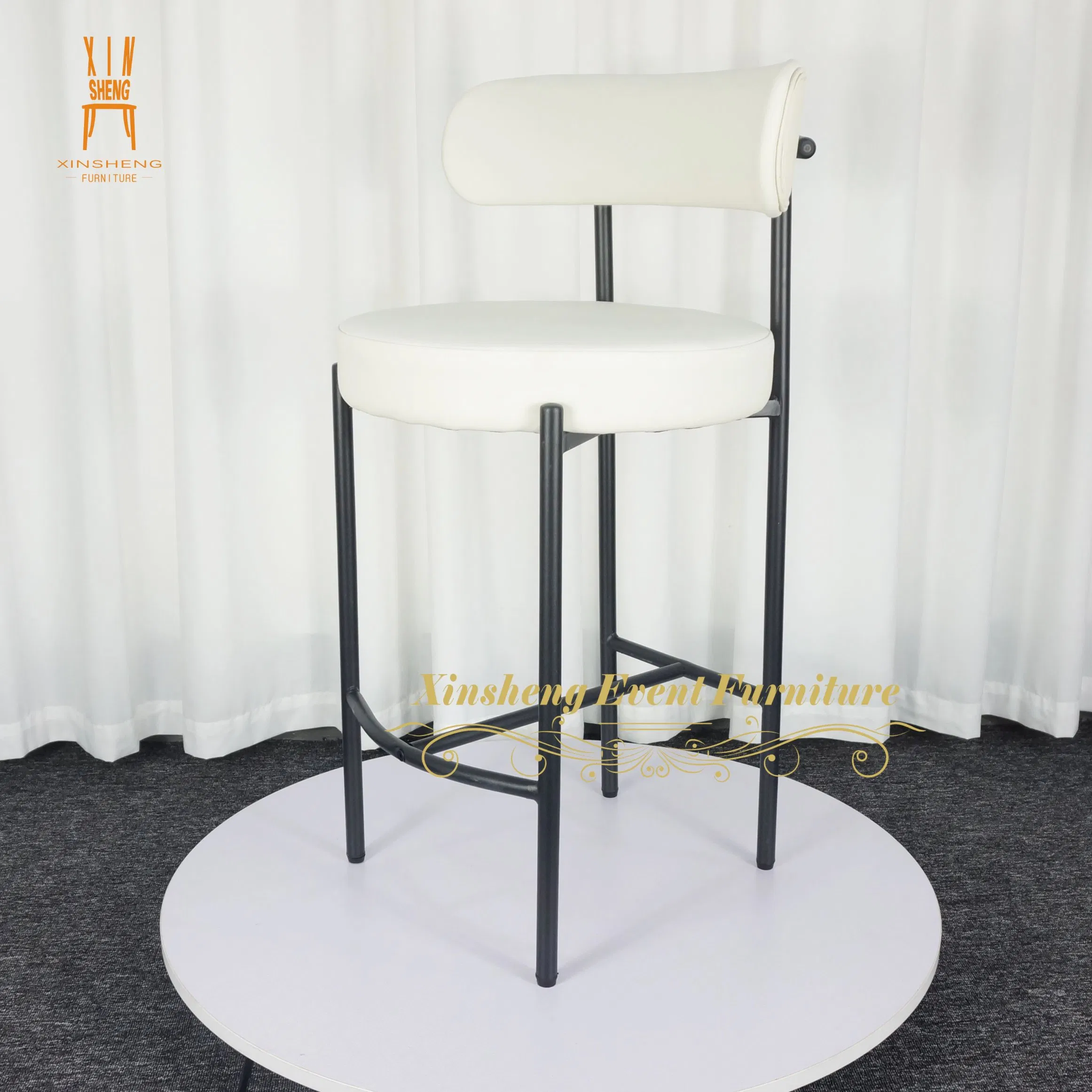 High Quality Luxury Black Metal Legs Soft White Cushion Bar Stool Bar Tall Chairs for Restaurant Bar Furniture