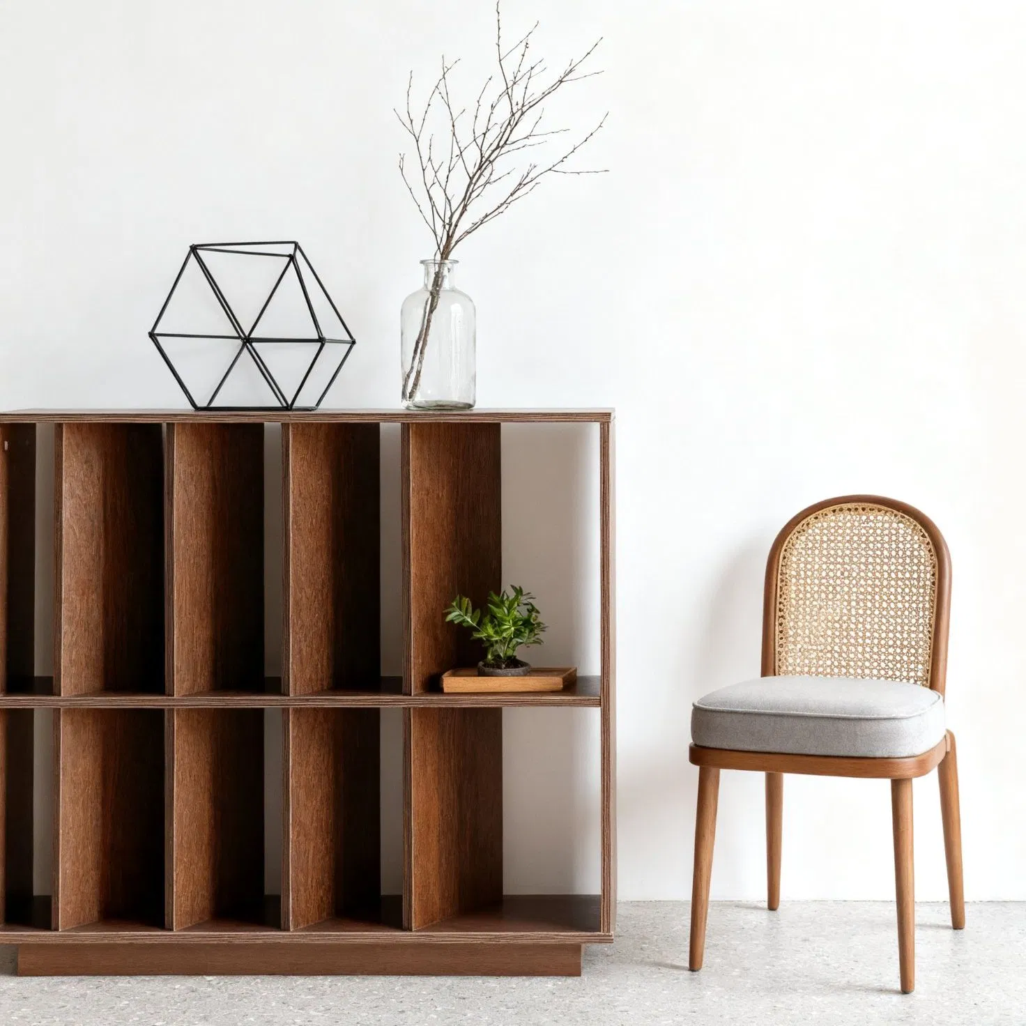Drawer Anti-Fall Organizer Shelves with Geometric Bookcase Bookshelf
