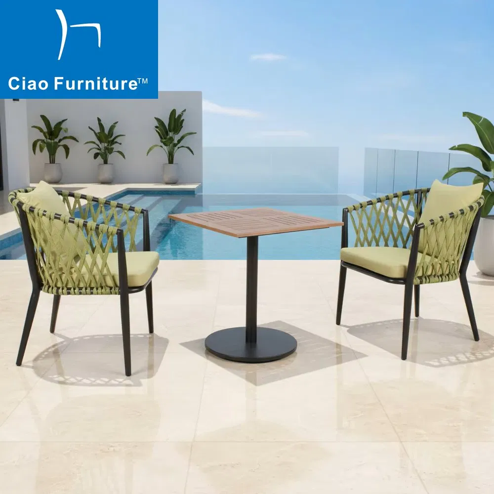 Modern Patio Coffee Table Set Rope Dining Chair Outdoor Restaurant Garden Furniture