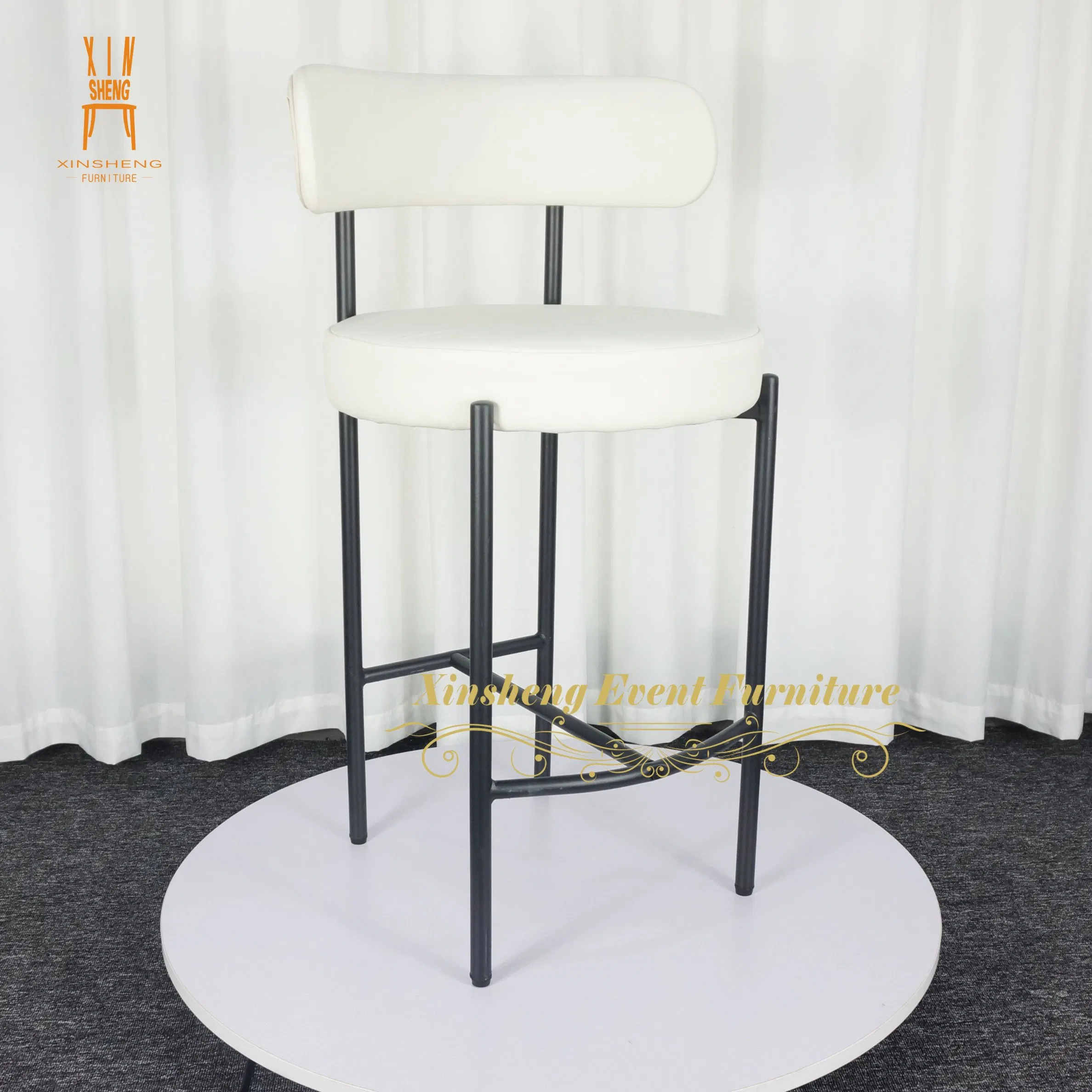 High Quality Luxury Black Metal Legs Soft White Cushion Bar Stool Bar Tall Chairs for Restaurant Bar Furniture
