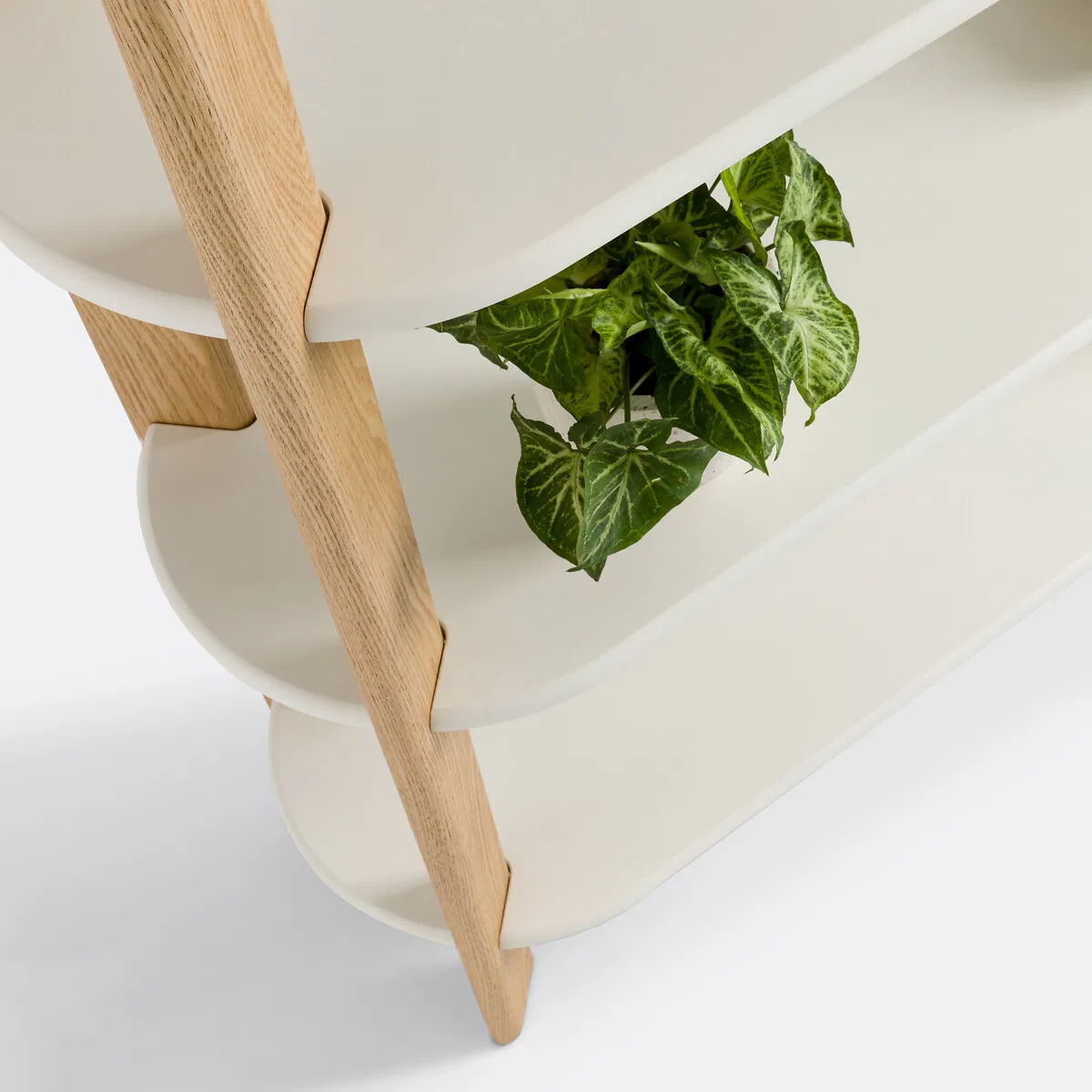 Nordic Style Solid Oak Etagere Open Display Shelf Bookcase for Living Room