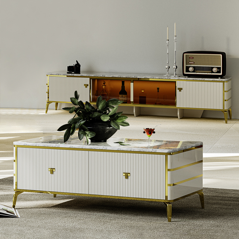 Foshan Wholesale Wooden MDF TV Cabinet Furniture Home Modern Luxury Wood Living Room TV Stand