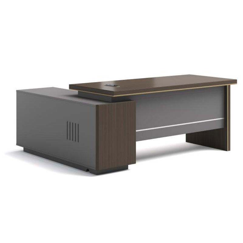Yolanda Modern Executive Corner Desk President Office Wood Computer Table Convertible Design Featuring Melamine Panel Style