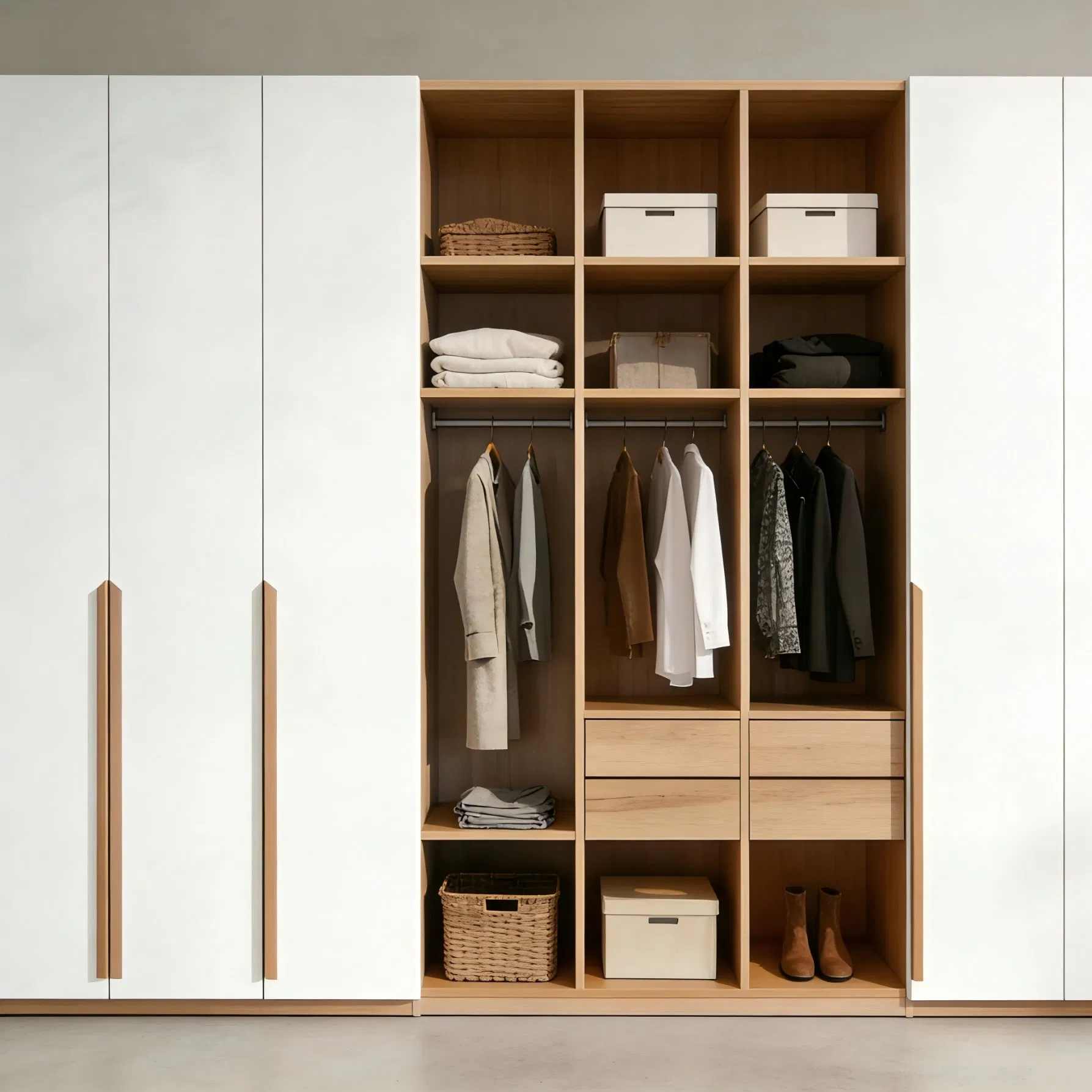 Modern Built-in Wardrobe with MDF Panels for Bedroom Furniture