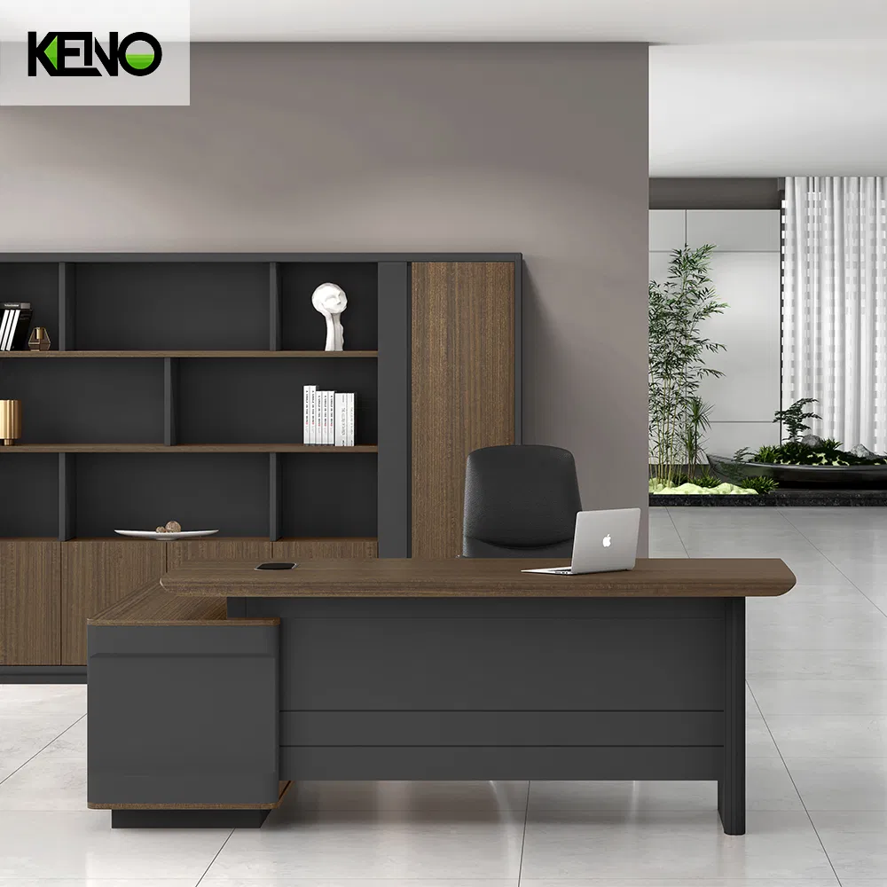 Laminate Set CEO L-Shaped Office Furniture Modern Luxury Wooden Vintage Office Desk with Chair