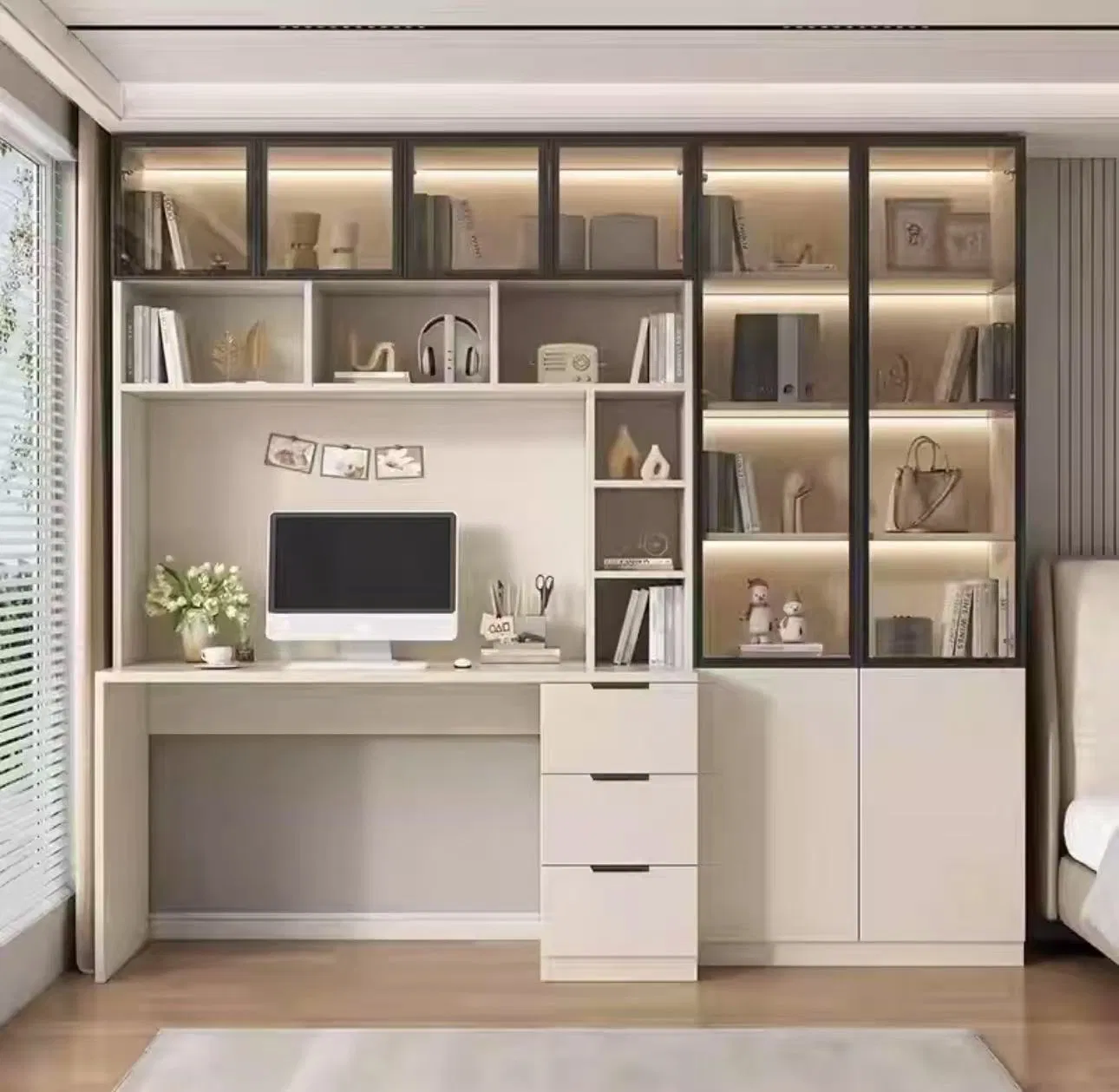 Contemporary Office Bookcase Featuring Elegant Design and Durability