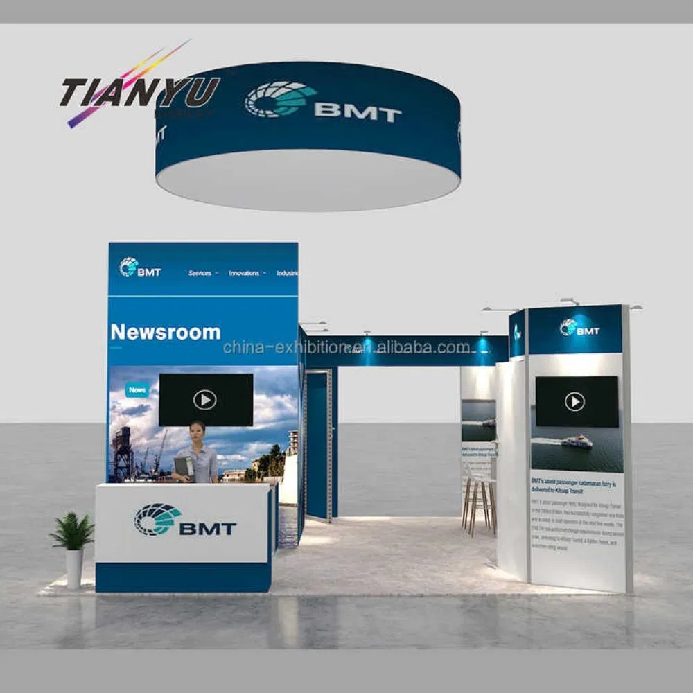 Modern Luxury Custom 6X6m Aluminum Modular Trade Show Booth &amp; Exhibition Island Stand with TV for Showroom, Expo &amp; Fair