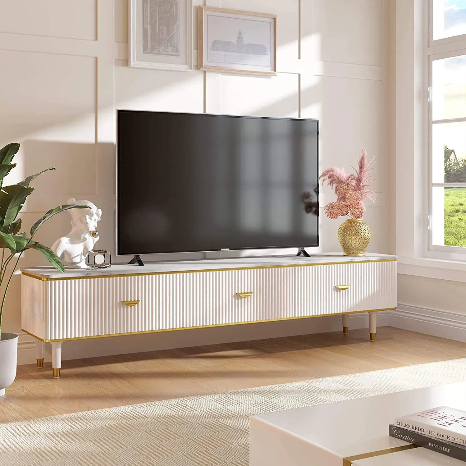 Modern High TV Stand with LED Lighting-Affordable Luxury Entertainment Center for Living Room