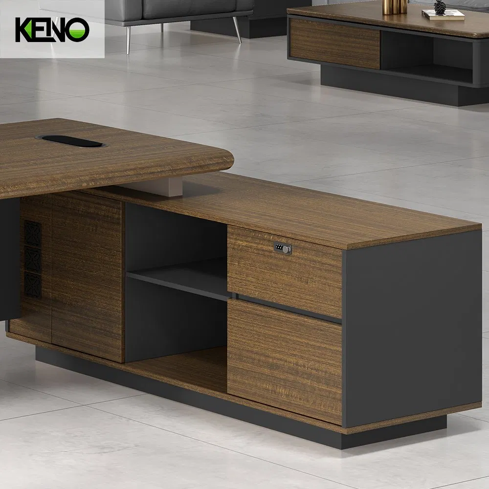 Laminate Set CEO L-Shaped Office Furniture Modern Luxury Wooden Vintage Office Desk with Chair