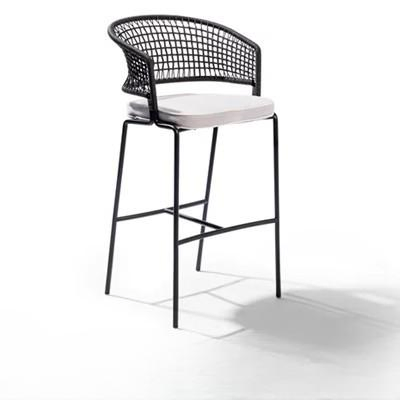 OEM Outdoor Leisure Scandinavian Modern Rattan Backrest Rope Bar Stool